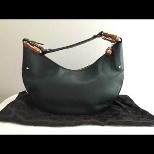 GUCCI Monogram Bamboo Ring Hobo Black